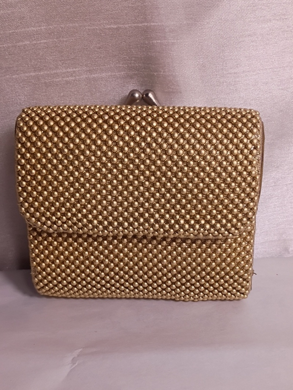 Whiting & Davis Gold Beaded Evening Vintage Wallet